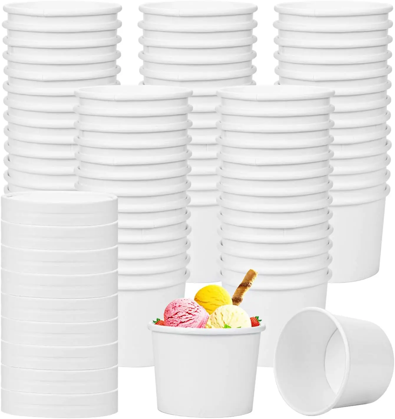 Paper Ice Cream Cups 5 Ounce Disposable Soup Bowls Brown Dessert Bowls for Hot or Cold Food