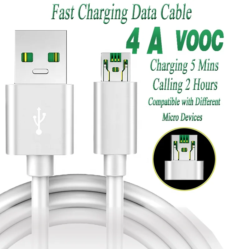Wholesale 1m/2m 4a Vooc Fast Usb Flash Charging Charger Android Micro Usb Cable For Xiaomi Oppo Vivo Data Cable