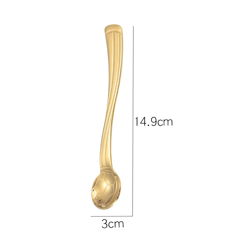 Yangjiang Factory High Quality Creative Football 18/8 Gold Stainless Steel Spoon Coffee Tea Dessert Salad Spoon