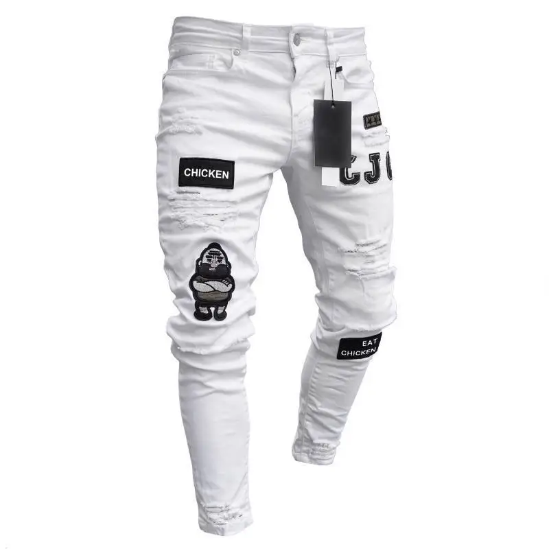 Custom Men Pants Denim Pants Wholesale Breathable Skinny Fitting Streetwear Clothing Patch Denim Low Rise Skinny Jeans