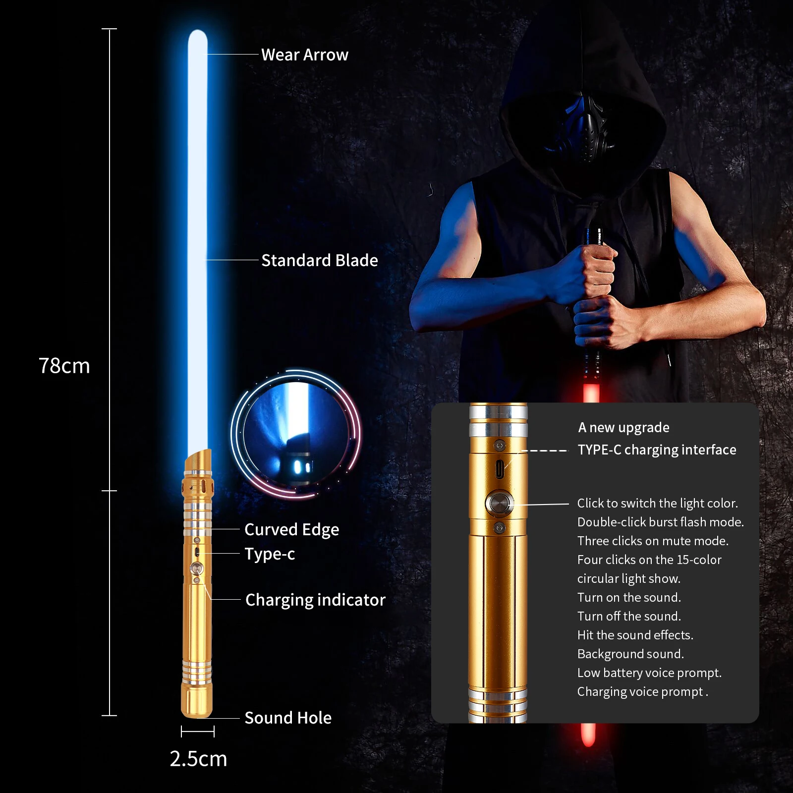 Metal Hilt Laser Sword Dueling Force Lightsaber  With bluetooth function Led Flashing Light Up Sword For Party