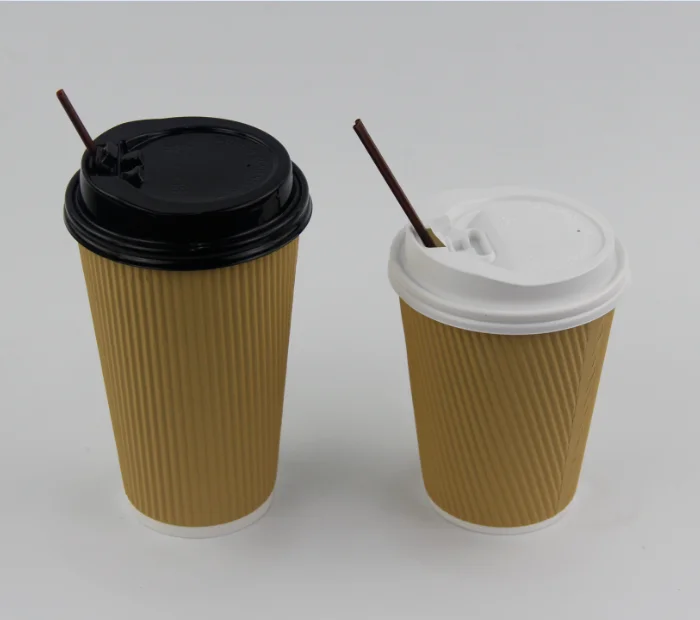 
Custom Takeaway Disposable Hot Drink Double Wall Coffee Cups Printed In Stock 12oz & 16oz with stirrer 