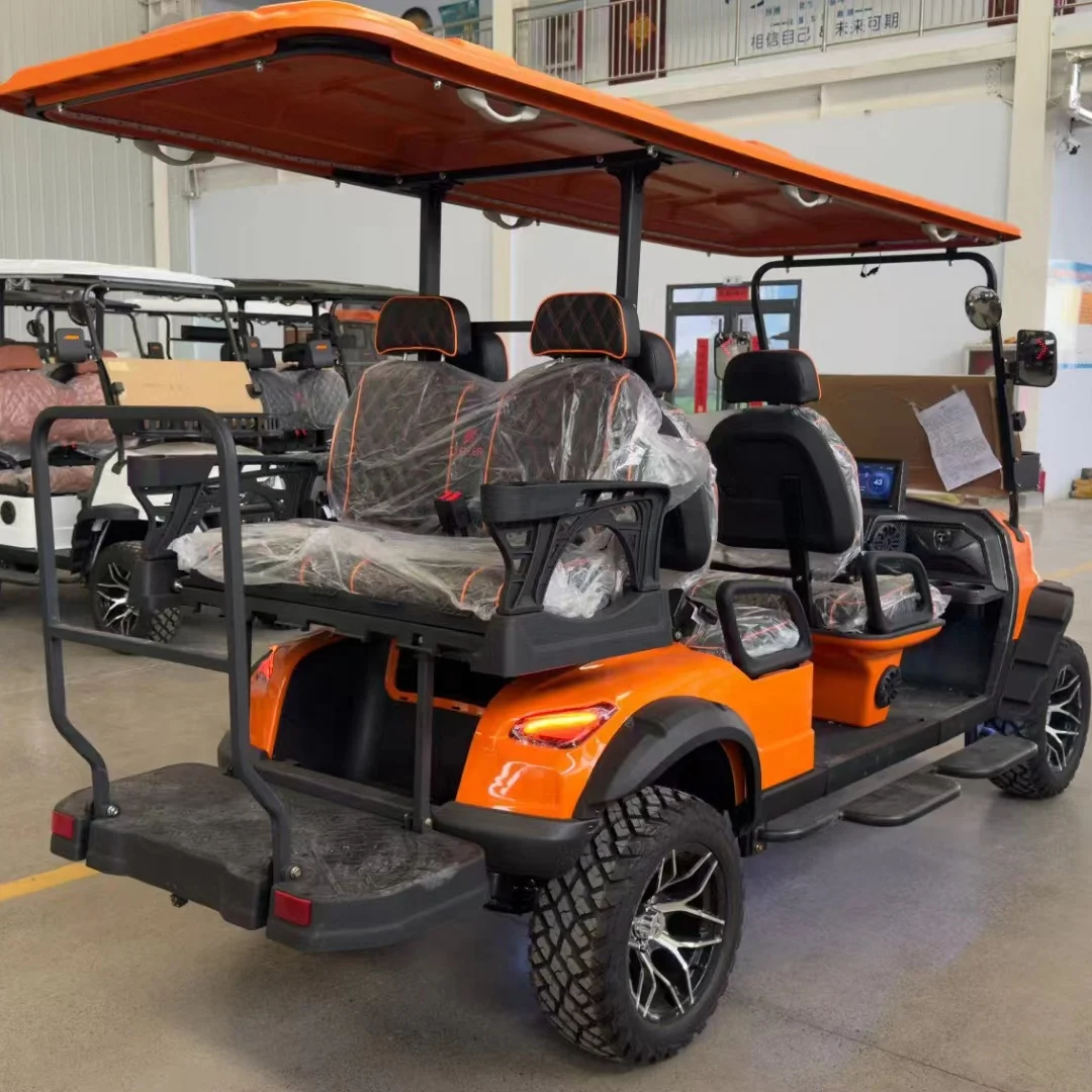 orange  6 seater 48v electric lifted street legal golf carts off road golf buggy electric  club car for sale