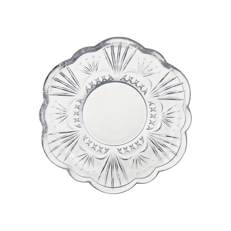 Length 5 inch flower shape classic design crystal glass dish dessert plates for fruit