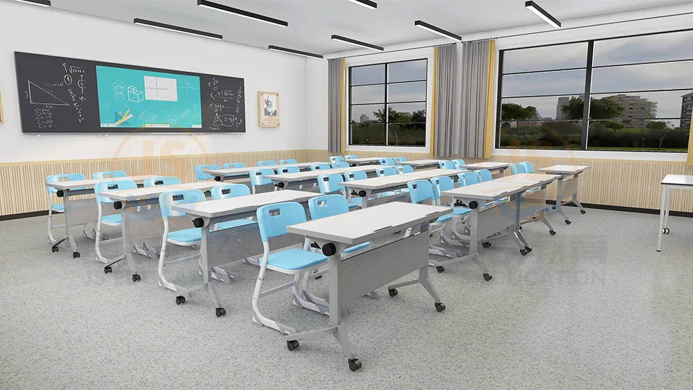 Double seat school desk chair for students Plating Single classroom desk and chair set