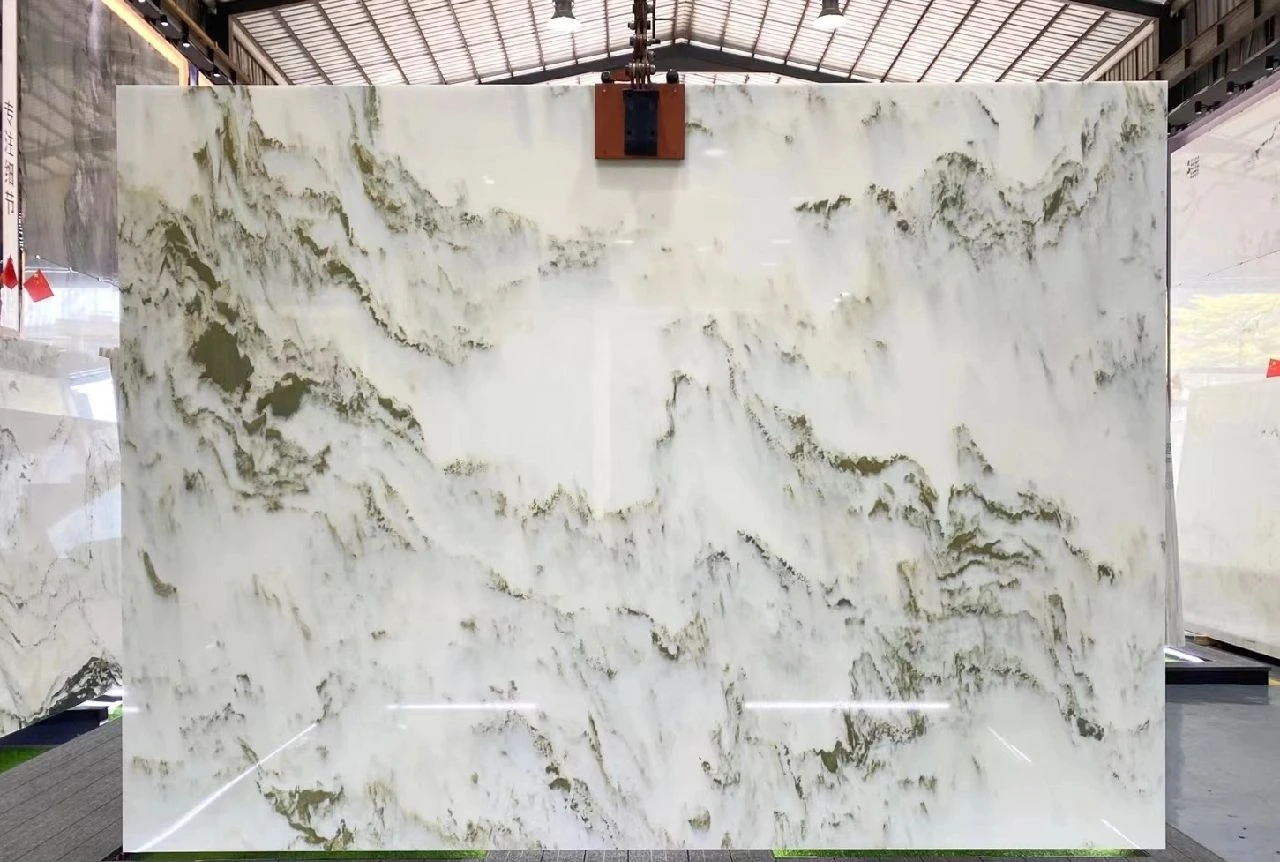Landscape painting wholesale marble slabs white marble luxury living room  floor tiles