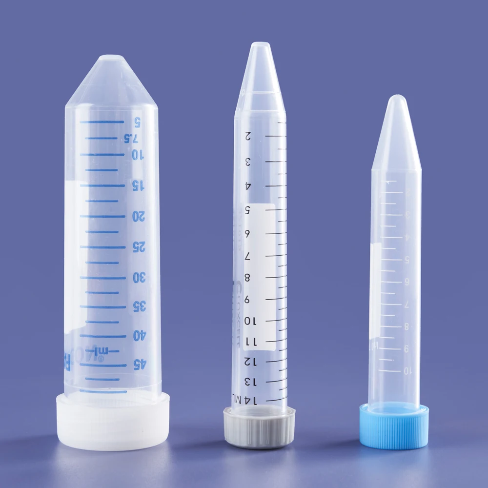 Laboratory flat/round bottom conical plastic falcon tubes centrifuge tubes