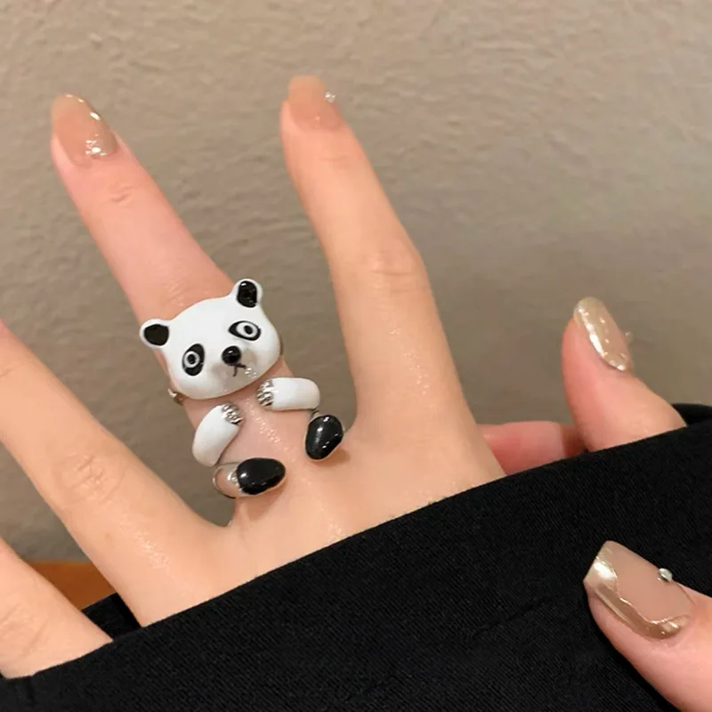 Colorful Butterfly Cute Adjustable Spinning Ring Bee Heart Yin Yang Panda Pig Enamel Spinner Rings For Anti Anxiety