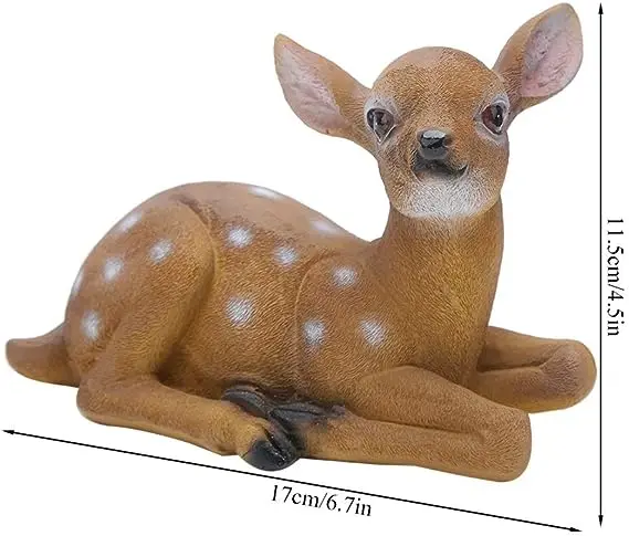 Top Grace Garden Resin Deer Figurine Outdoor Garden Statue Deer Lying Down Sculpture Ornaments Ploy Resin
