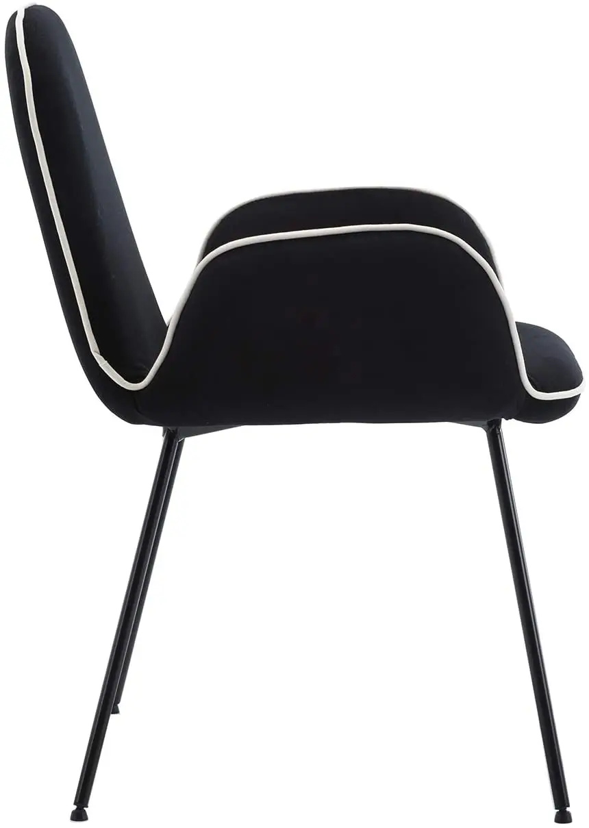 
Amazon Best Seller Upholstered Black Velvet Reading Chair Iron Frame Comfy Dining Chair 