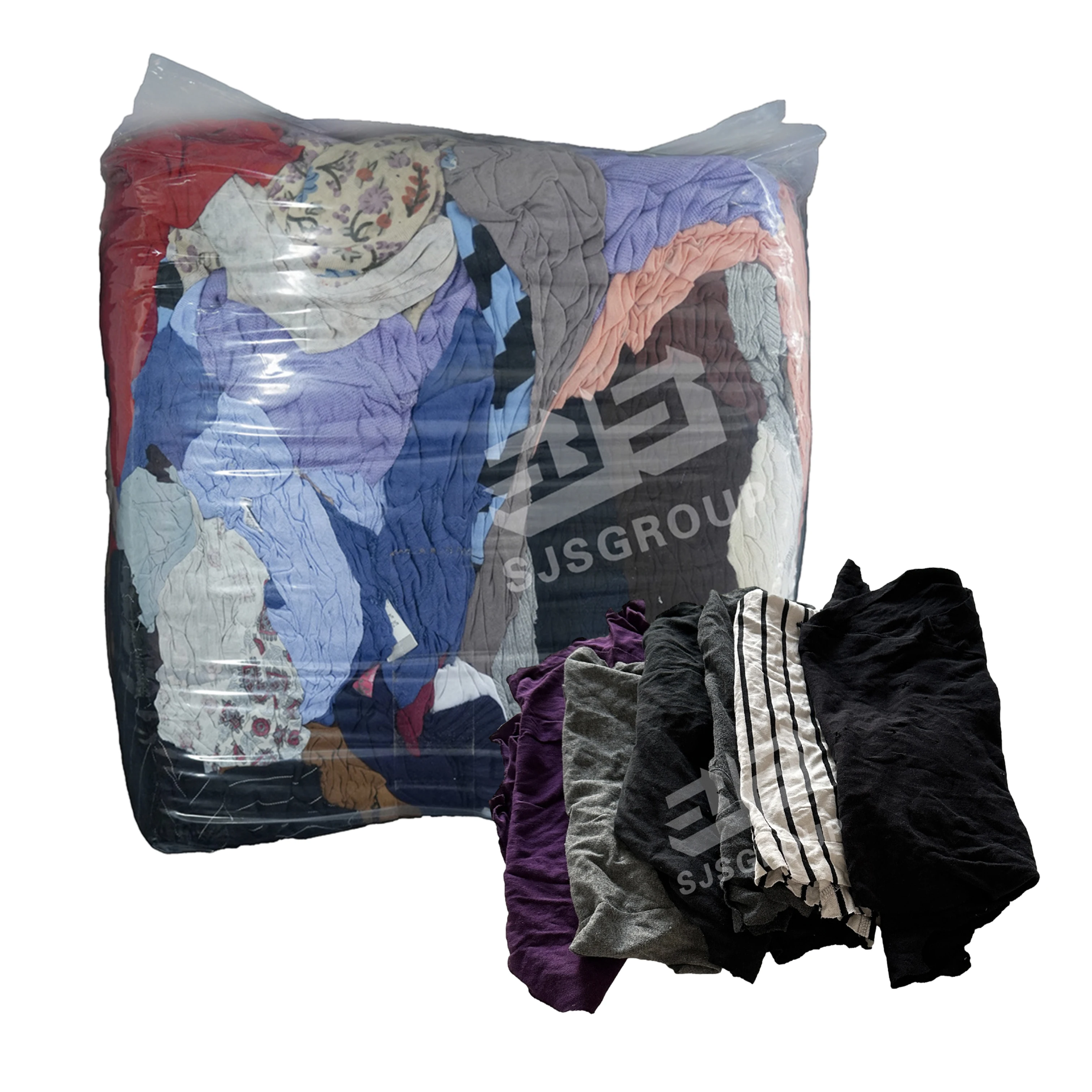 Oil absorbency Recycled Waste Textile Cutting Second Hand Clothes Disposable Dark Colored T-shirt 100% Cotton Rags