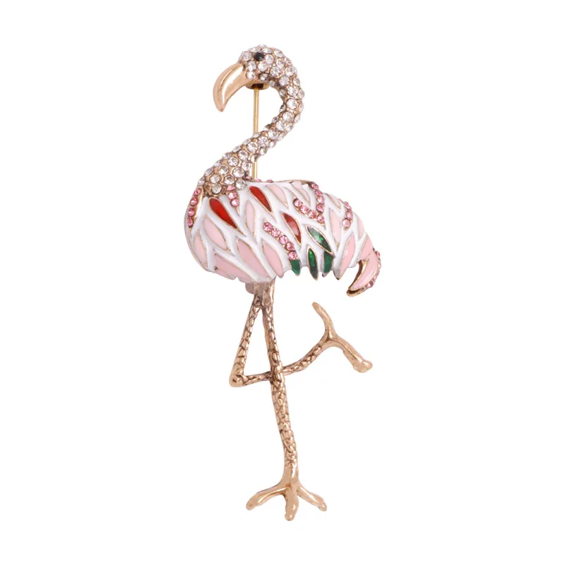 Luxury Rhinestone Flamingo Brooch Bee Giraffe Lobster Small Fish Puppy Spider Deer Head Pendant Brooch for Women
