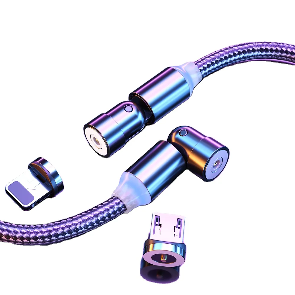 180+360 degree 3 in 1 type c fast Cable Micro Magnetic Charging 540 degree rotation charger magnetic cable
