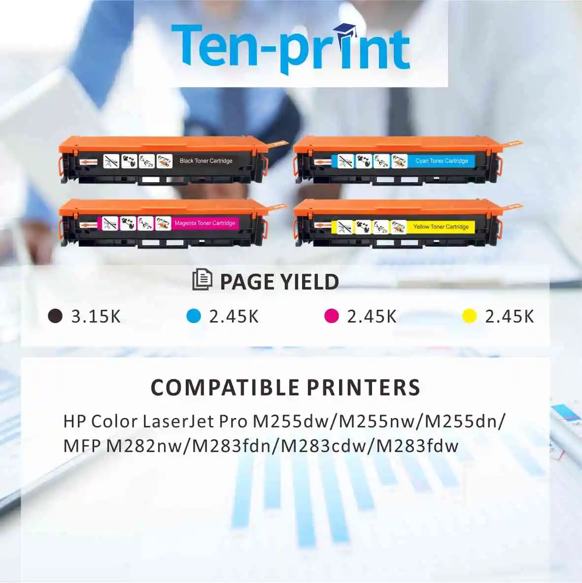 Ten-print Заводская розетка 206X W2110X W2111X W2112X W2113X тонер-картридж для HP M255 M282 M283