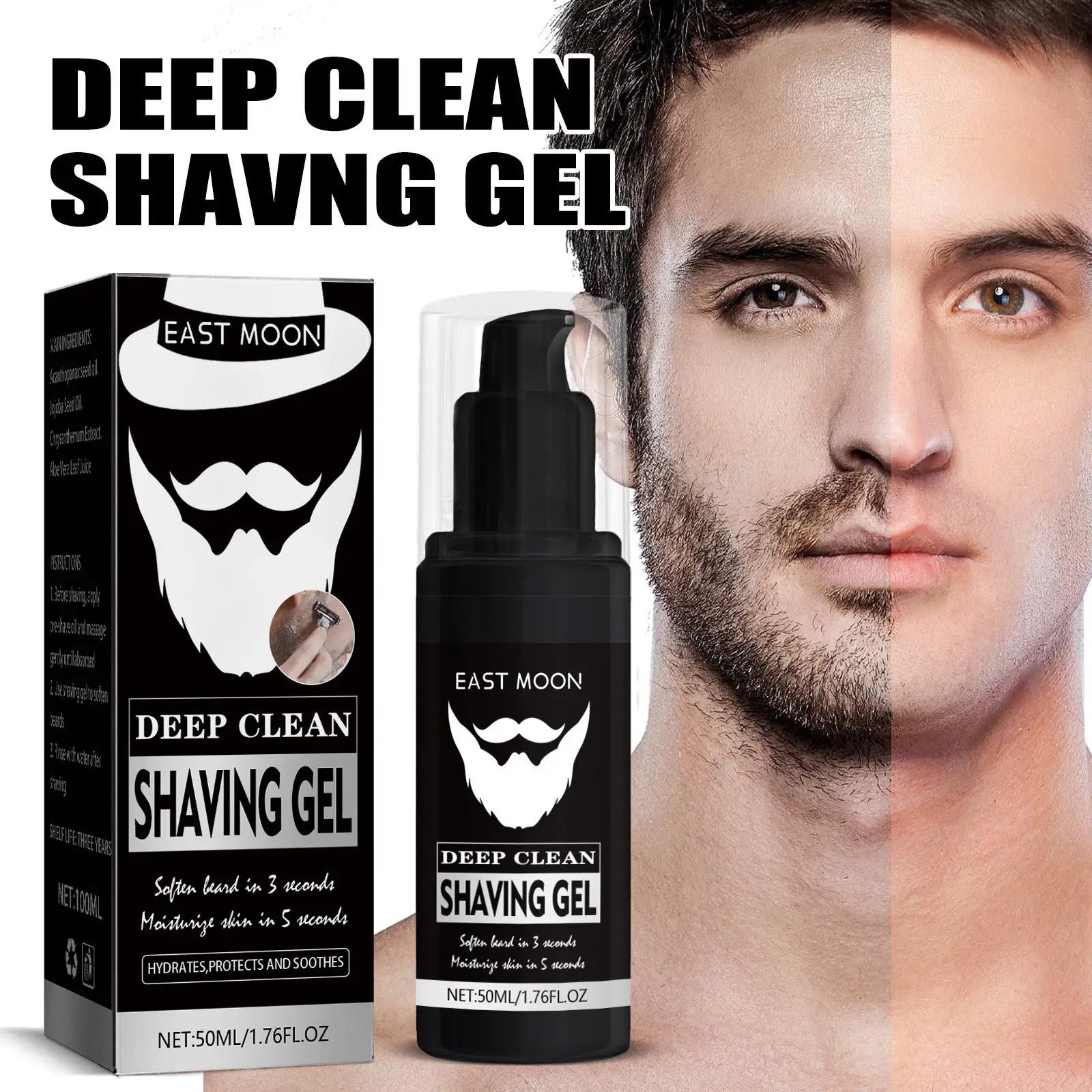 Private Label Facial Care Shaving gel Deep Cleaning Gentle Refreshing Softening Beard Men Shaving gel