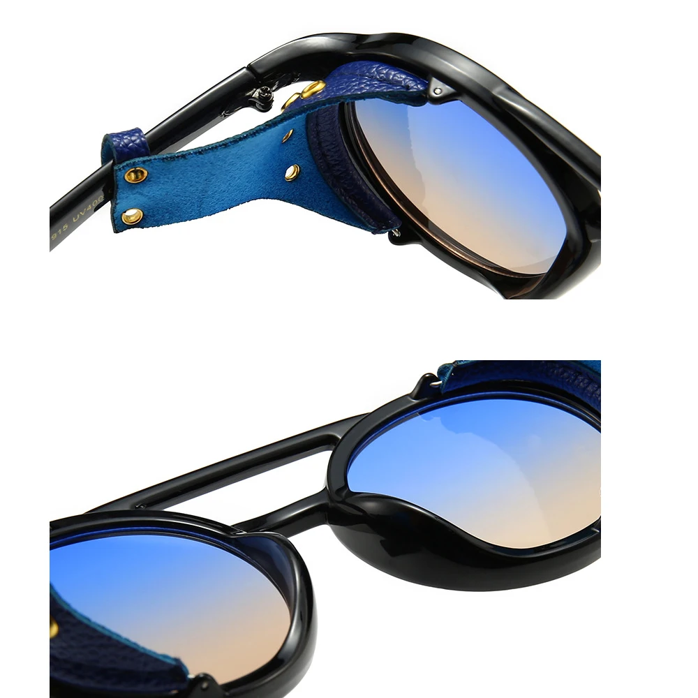Custom logo Fashion Stylish UV400 Men Women Steam Punk Wind Proof Eyeglasses Designer Sunglasses