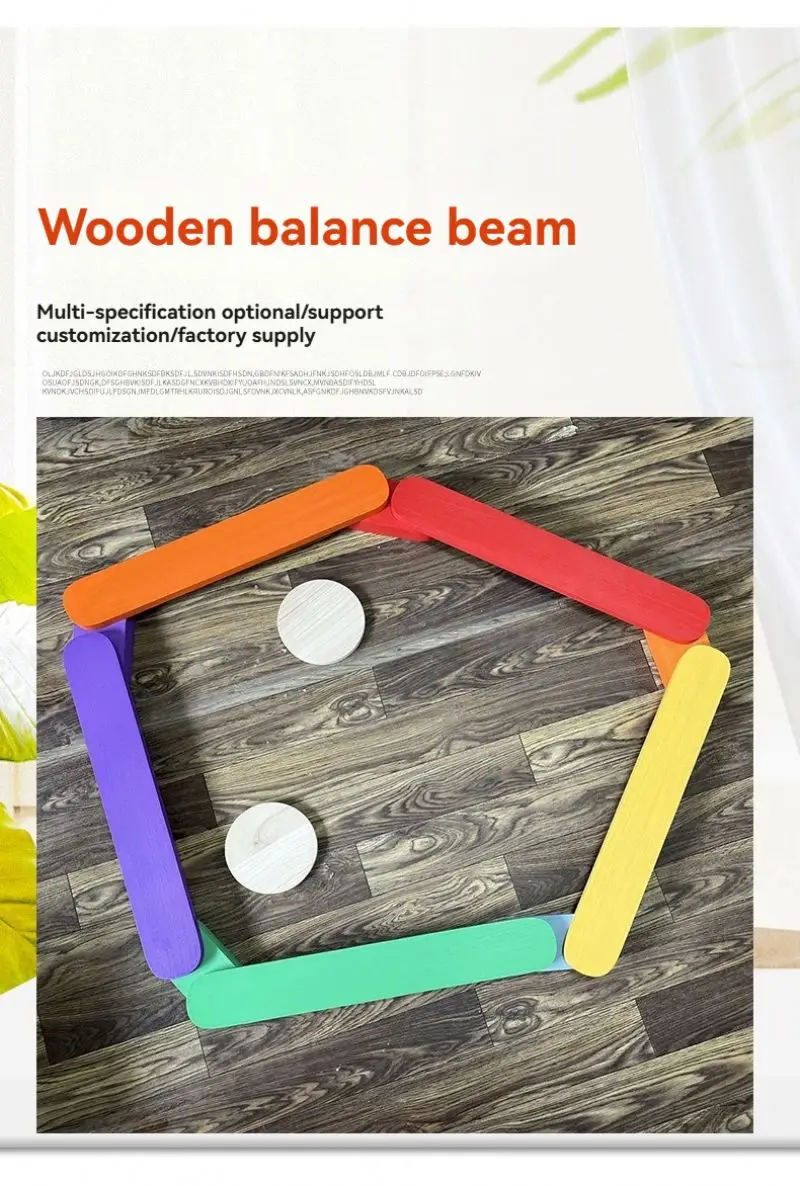 Monterssori Wooden Balance Beam Step Stones Kids Gymnastics Obstacle Course Balance Board Toy Play set for Coordination