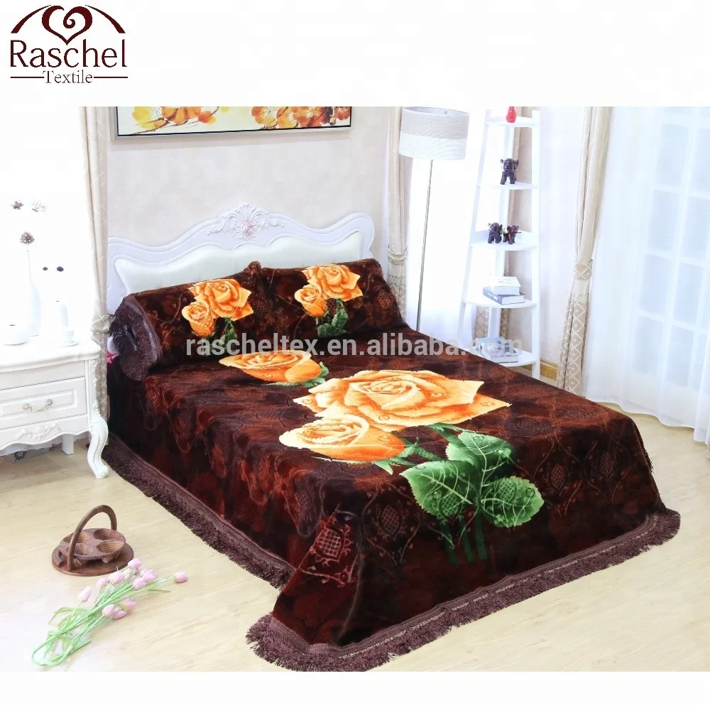 100% Poly Korean Style Double Layer queen size mink blanket