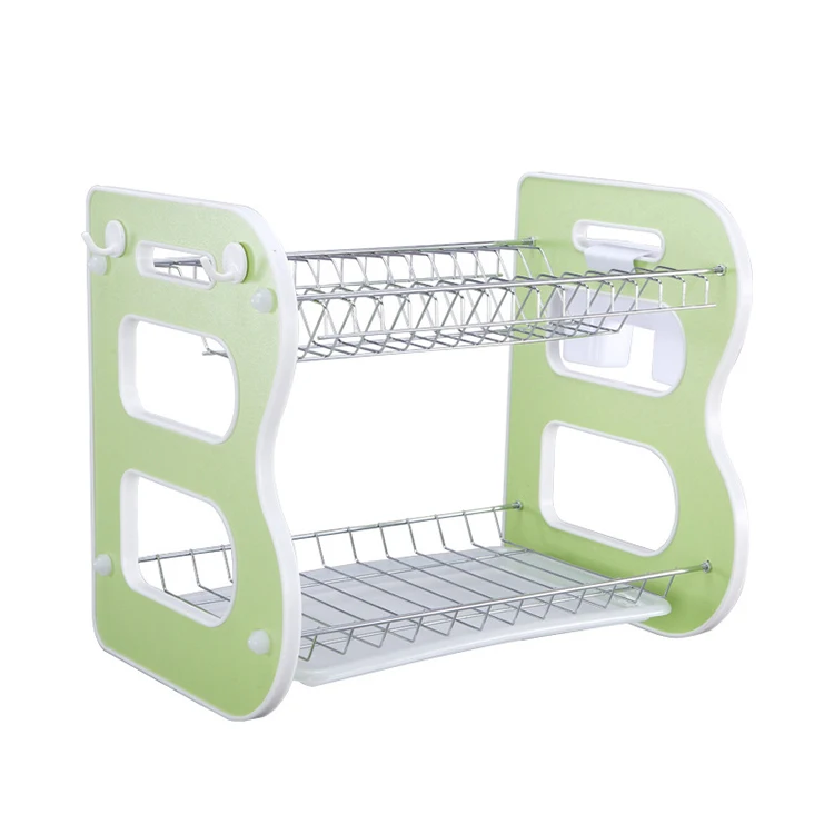 
Metal Pipe Double Layer Drainer Drying Dish Rack Kitchen Storage Supplies Detachable Kitchen Plate Rack 