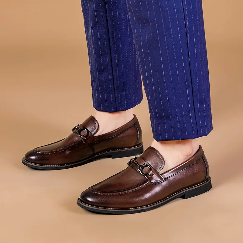 custom wholesale Italian luxury genuine leather slip on loafers formal oxford office dress shoes men