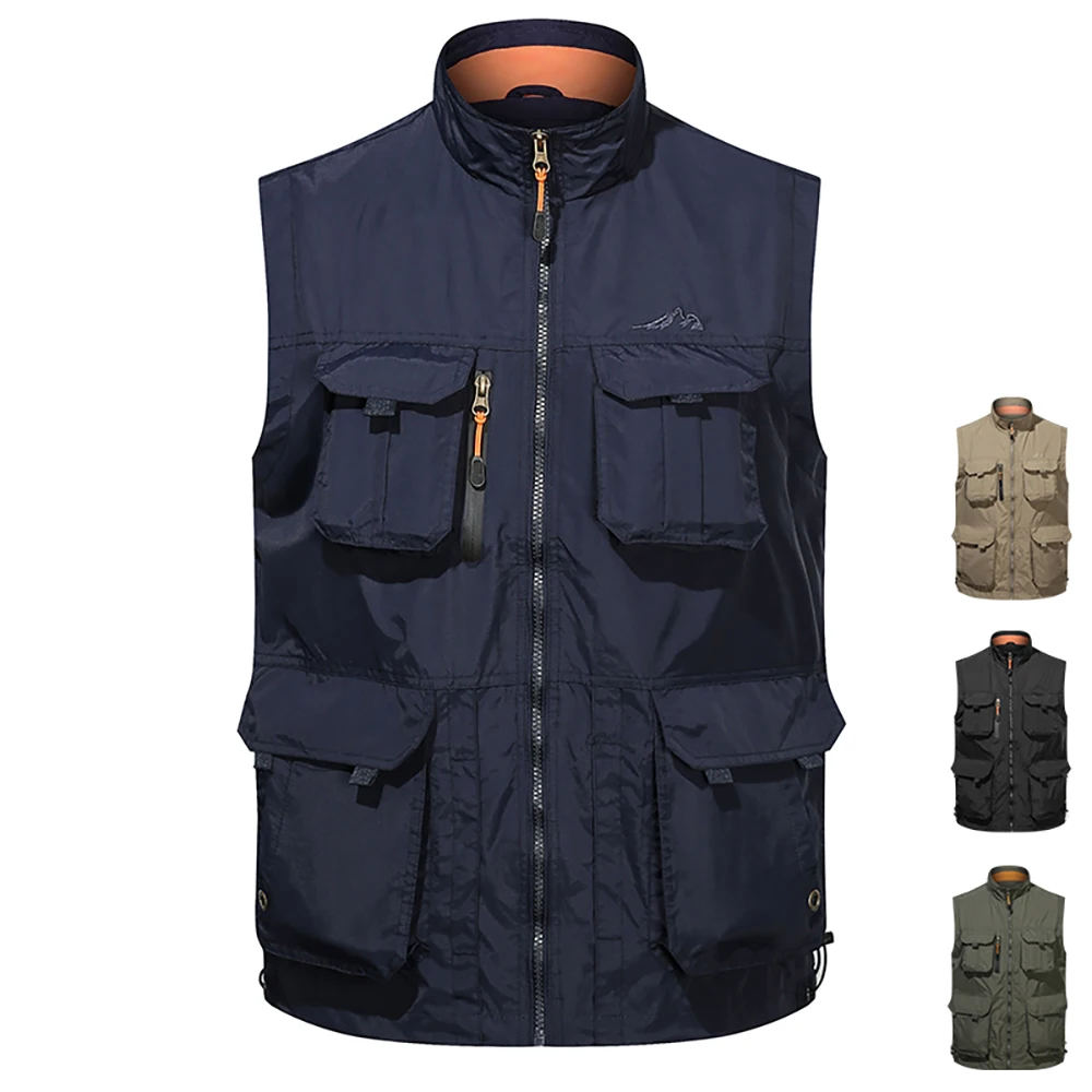 OEM Waterproof and Scratchproof Heavy Duty Men Utility Multi-Pocket Outdoor Big Pockets Casual Gilet Work Wear Canvas Vest