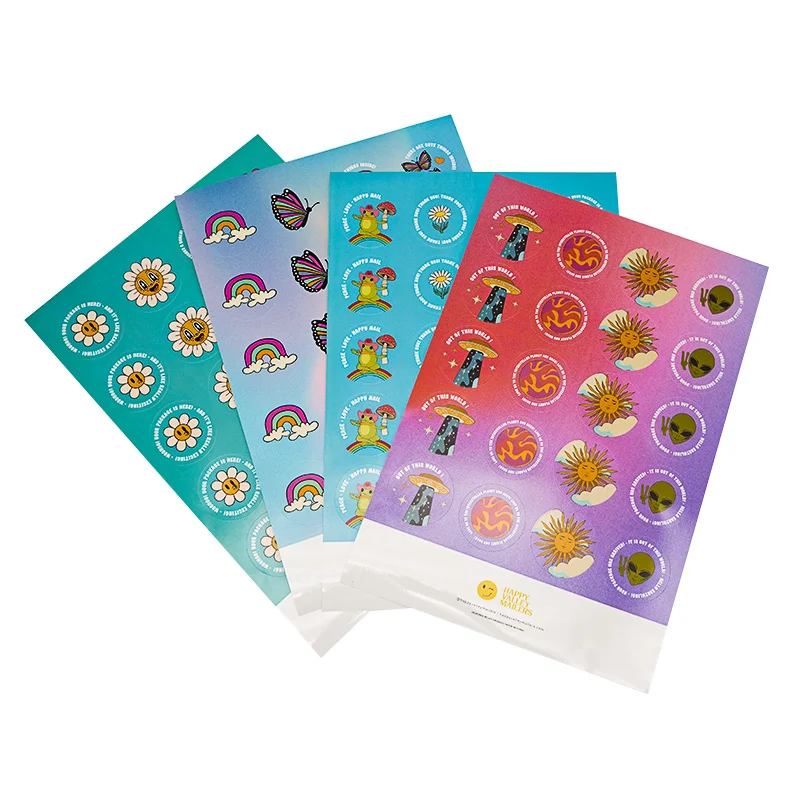 Custom Printing Hologram Security Vinyl Adhesive Square Clear Reflective A4 Size Rainbow Effect Kiss Cut Sticker Sheet