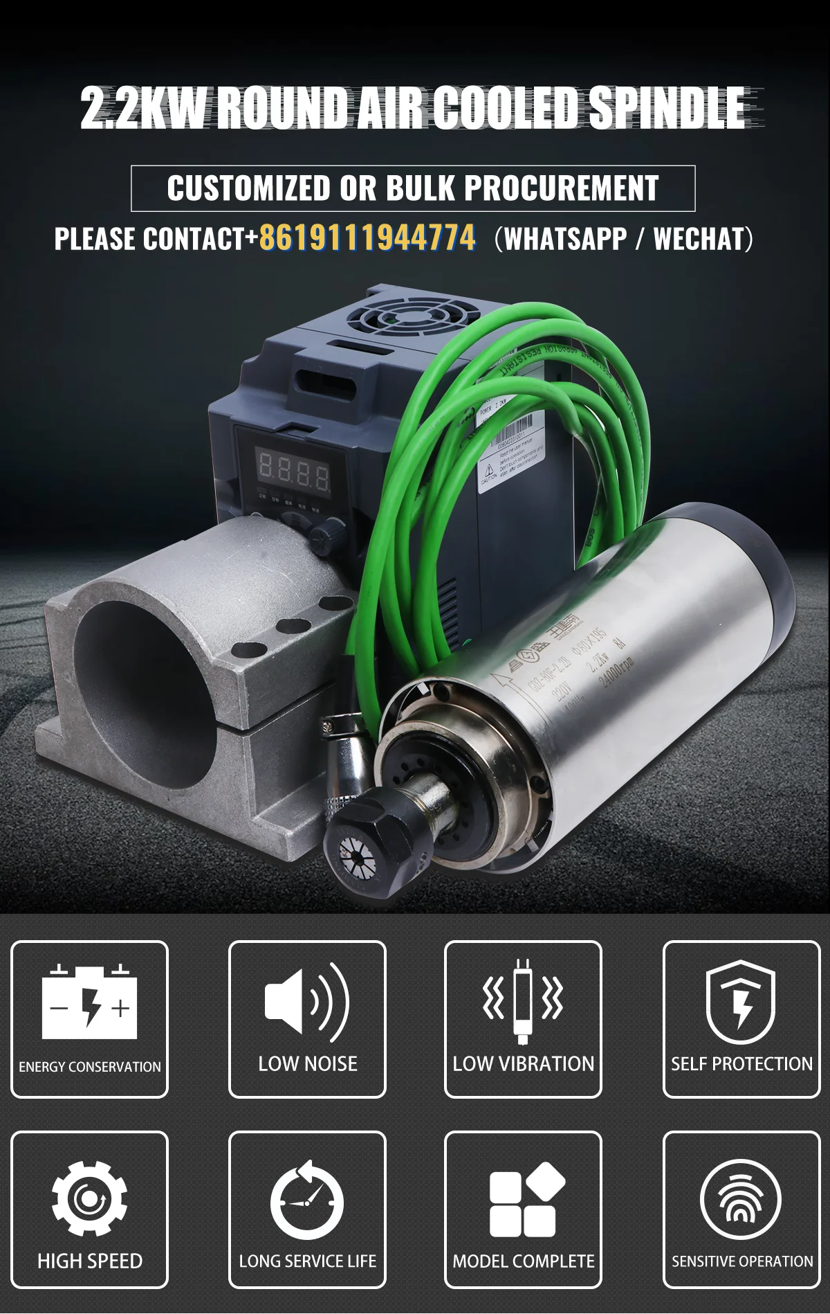 24000rpm Air Cooled Electric Router ER20 Cnc Lathe Wood Spindle kit Cnc Spindle for Wood Cutting Milling