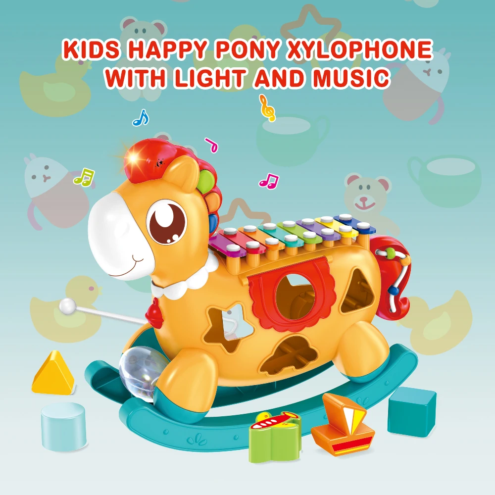 Baby Instrument Music with Light Happy Pony Kids Xylophone Educational Musical Piano Toy Electronic Organ for Kids