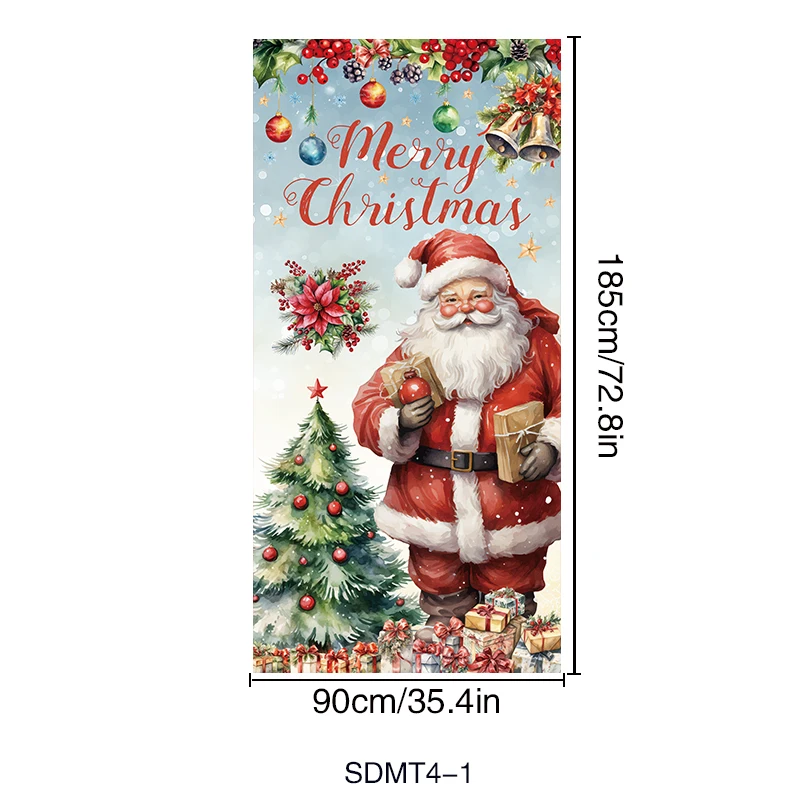 2024 Christmas Door Cover Decoration Christmas Santa Claus Door Cover Xmas Hanging Background Banner For Home Front Door Holiday