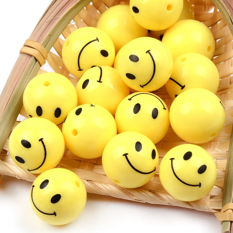 Yellow Smile Beads Children Polymer Clay Spacer Loose Beads