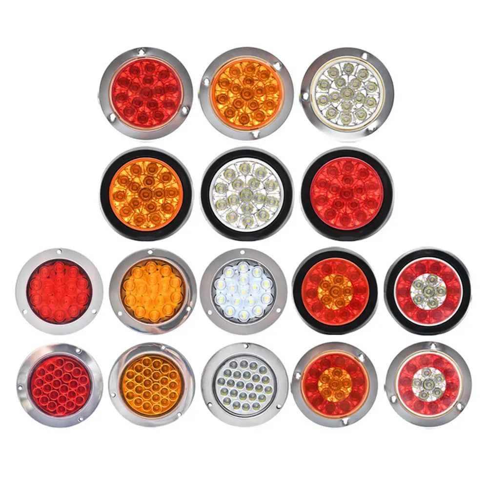 12V 24V Car led Turn Signal Light Round Rear Brake Lamps 16LEDs 24smd Tail Stop Lamp for Truck Trailer RV Caravan