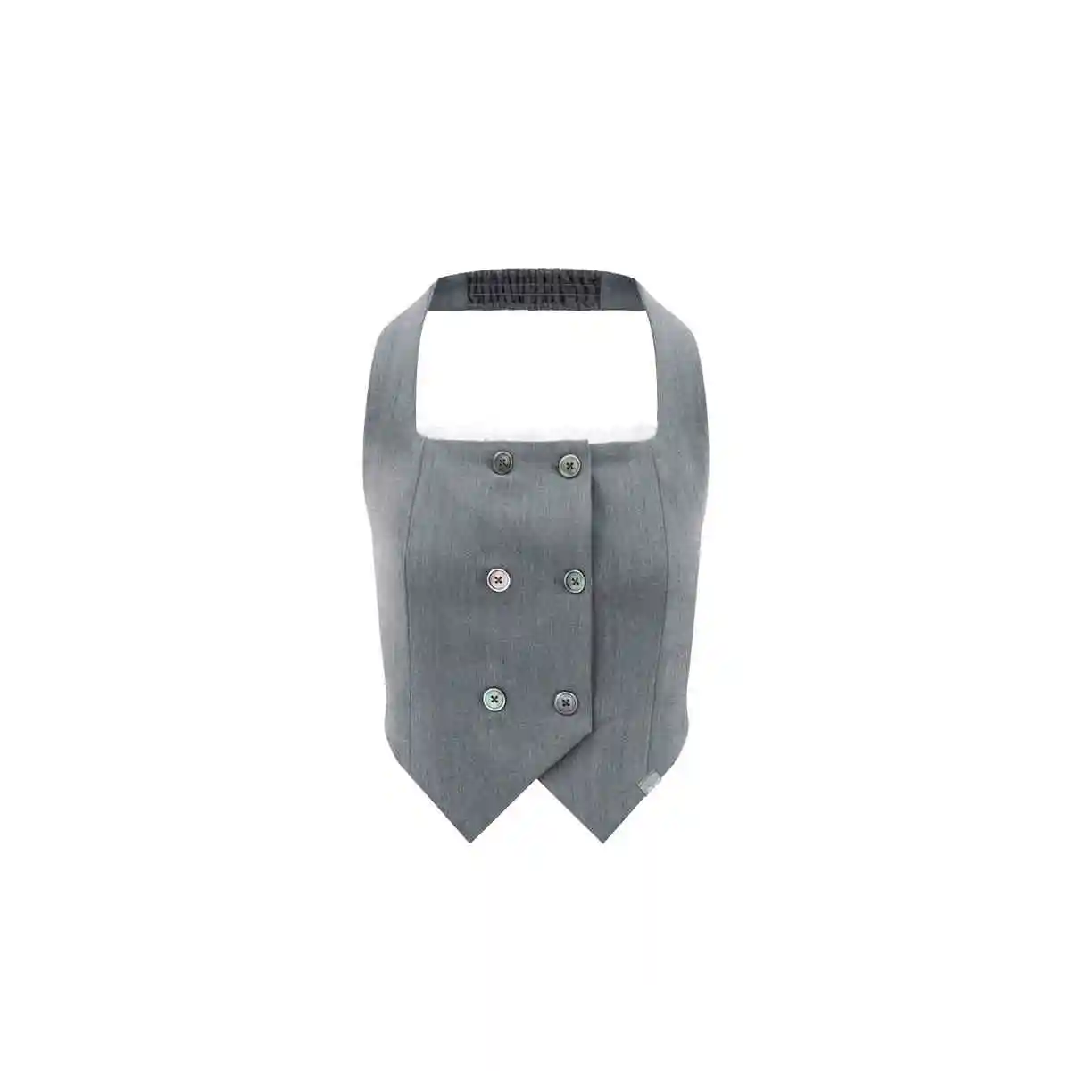Double-breasted lace backless waistcoat suit suit gray high slit design half-length dress