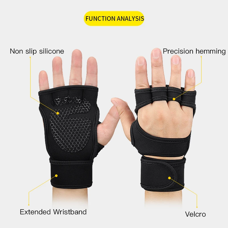 Neoprene Padded Weight Lifting Gloves for Men Women Gym Sessions Cycling Tracking Sports with Full Palm Protection Wrist Support