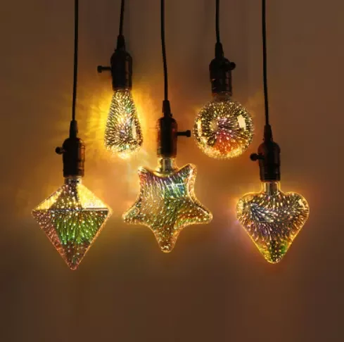 Fillux LED Fireworks 3D Effect Glass Led Decoration Lighting Star Heart Global Holiday Festival Christmas Party Bulb Strip Light