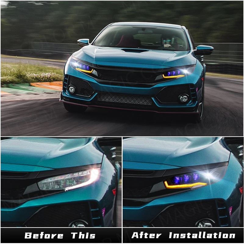 Car Led Head Lamp Turn Signal Driving High Low Beam Daytime Running Light DRL For Honda Civic 10th 2016 2017 2018 2019 2020 2021