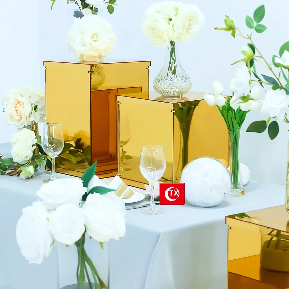 TX Acrylic Vases Wedding Centerpieces Flowers Risers Column Flower Arrangement Stand For Birthday Wedding Party Home Decoration