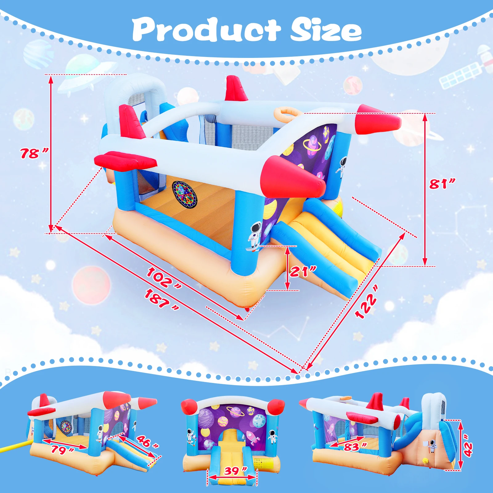 6 in 1 outdoor indoor inflatable bouncer for kids  target ball basketball slide with blower