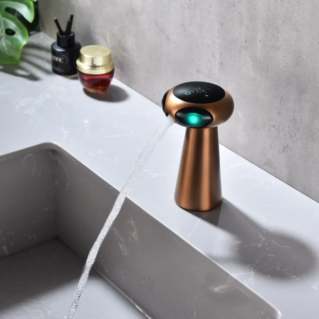 Smart Infrared Automatic Motion Touchless Sensor Faucet LED Digital 3-color Change Voice Control Touchless Sensor Faucet