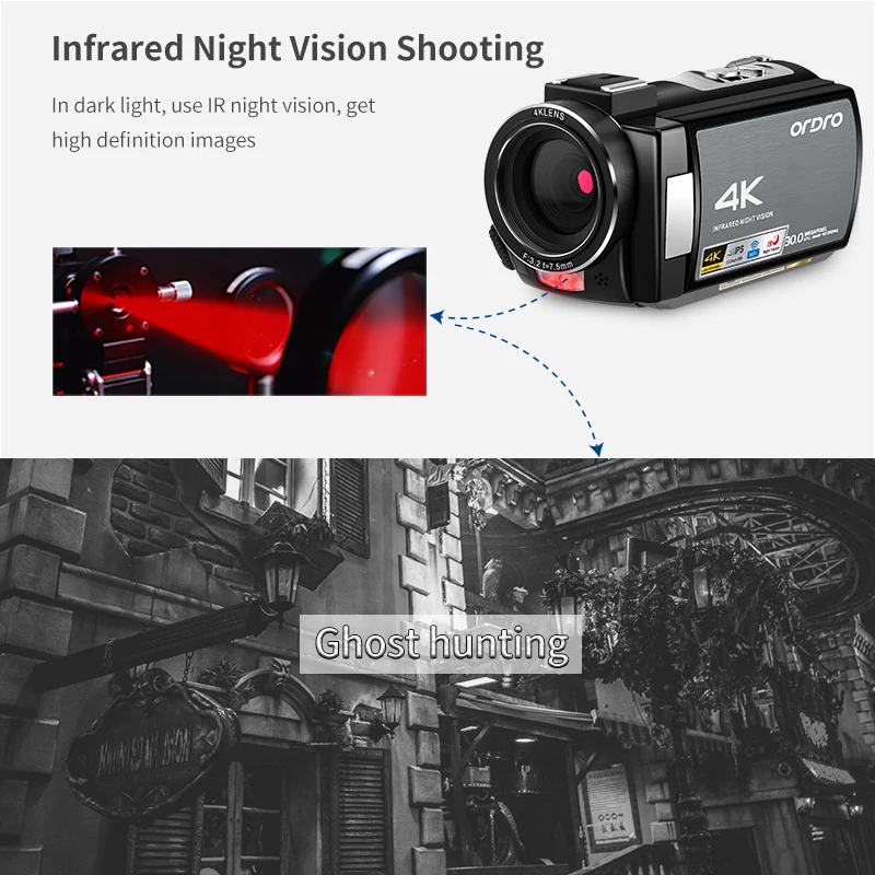 
AE8 Digital 4K UHD Cheap Camcordrers Hunting Vlog Infrared Night Vision Wifi Video Camera 