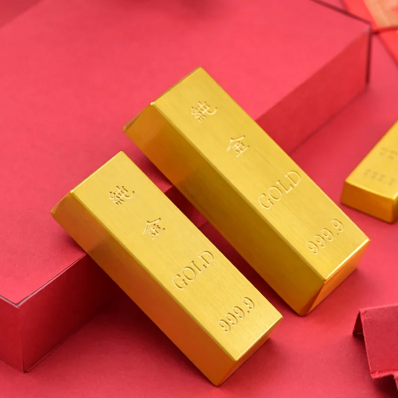 Wholesale Brass Simulation 999 Gold Bar Metal Handicraft Gifts Solid Props Gold Plated Bullion Copper Gold Bar