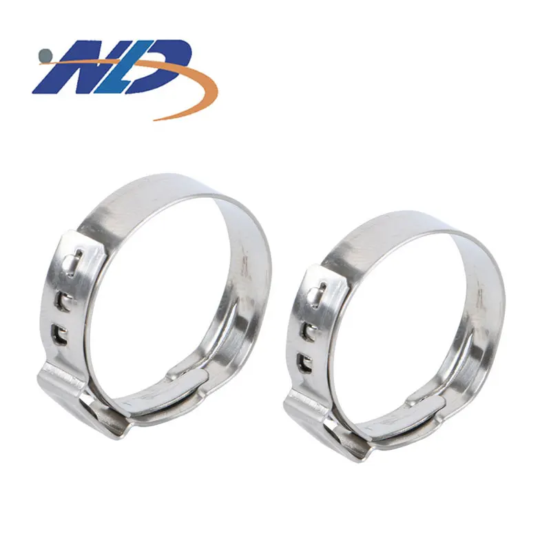 Customized 304 Stainless Steel Stepless Cinch Ring Crimp Pinch Single Ear Hose Clamp