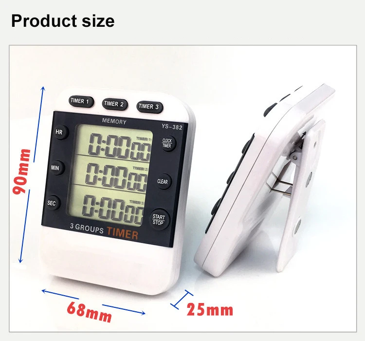 Wholesale Three-channel large screen student digital timer kitchen cooking timer experiment reminder countdown Stopwatch Timer