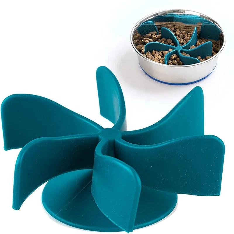 Pet Dish to Stop Bloat Blue Interactive Spiral Slow Feeder Dog Bowl