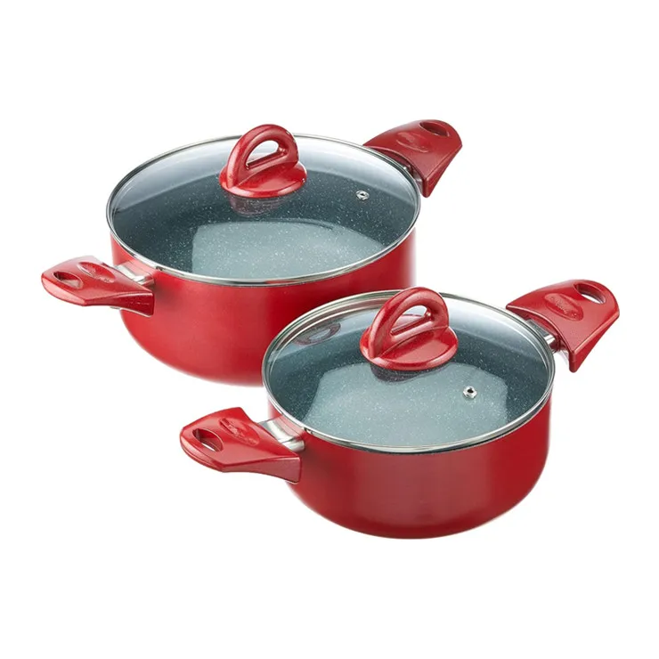 metallic PVD Coating Ceramic Non Stick Pan Cooking Pot Set Non-stick Cookware Set Sartenes Pans With Cast Aluminum Lid