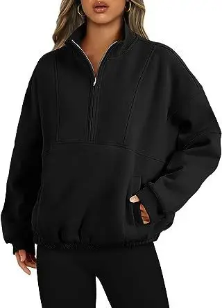 Factory Manufacturer Custom Half Zip Pullover Jumper Jogging Top Plus Size Blank Plain Pullover Tracksuit Womens