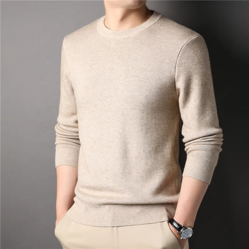 OEM Factory Price Basic O-neck Comfy Men Sweater Plain Knitted Pullover Custom Cashmere Sweater For Winter