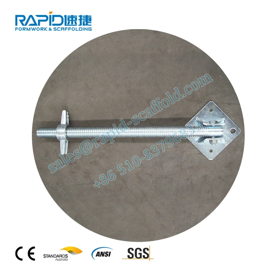 High quality electro galvanized steel adjustable Scaffolding Parts 0.6m 1.97 Andamios Jack Base for sale