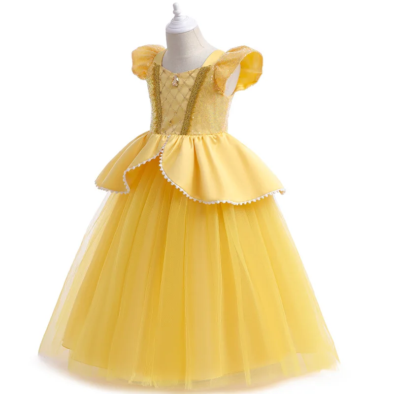 Cosplay Belle Princess Dress From Beauty the Beast for Girls Puffy Sleeve Dress Casual Style Adults Halloween Christmas Costumes