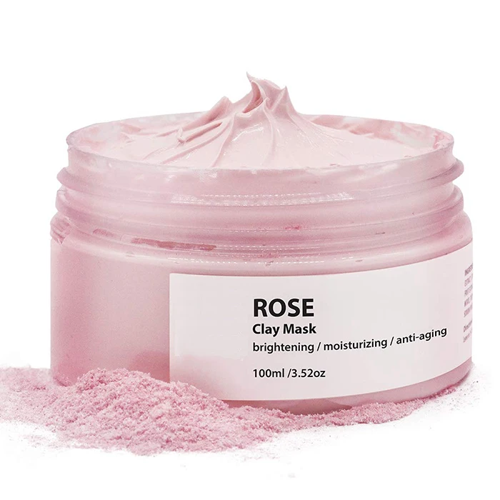 Собственная Марка, натуральная и Органическая розовая грязь для лица, отбеливающая Очищающая каолиновая розовая глиняная маска для лица