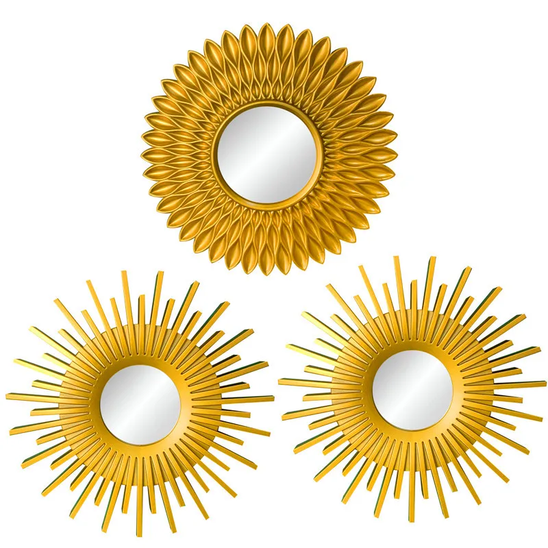 Frame Abstract Wall Art Gold Round Wall Mirror Glass Decorative Mirrors Home Decor Modern Hanging Luxury Mirror Wall Decor Metal